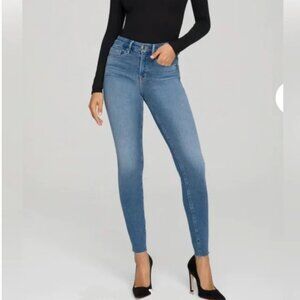 Good American Good Legs Skinny Jeans 6/28 GL941T Blue Denim Raw Hem